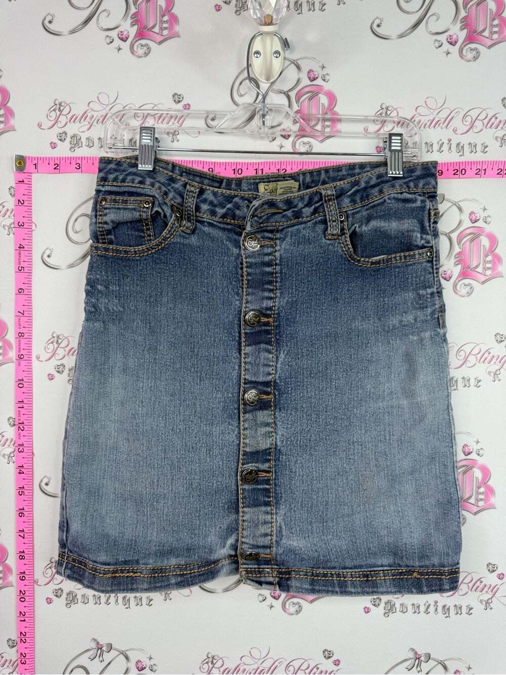 Earl Jeans skirt Blue Denim Button-Front Pencil Skirt